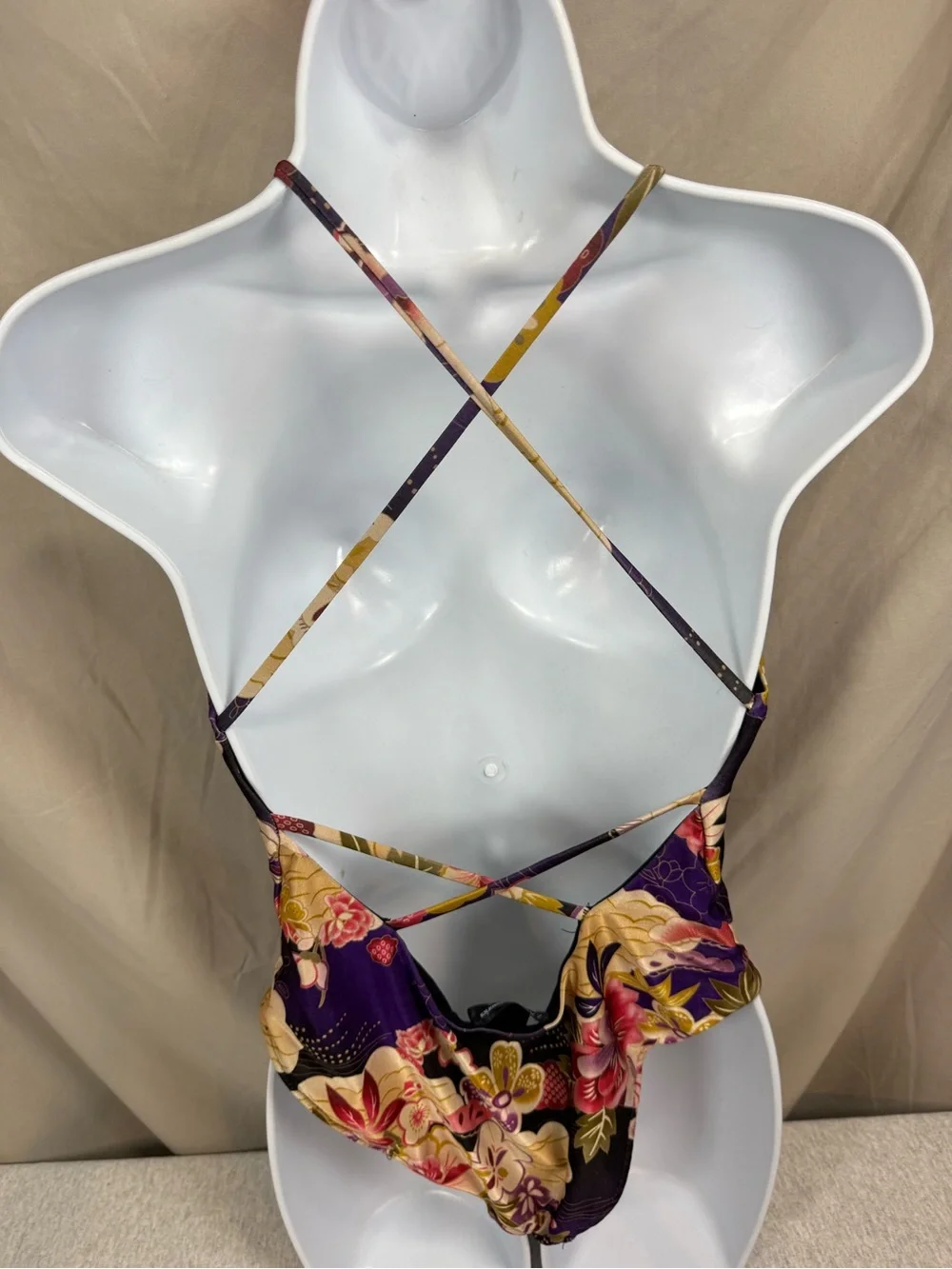 Zara Oriental Print Floral Halter One-Piece Swimsuit - Medium‎